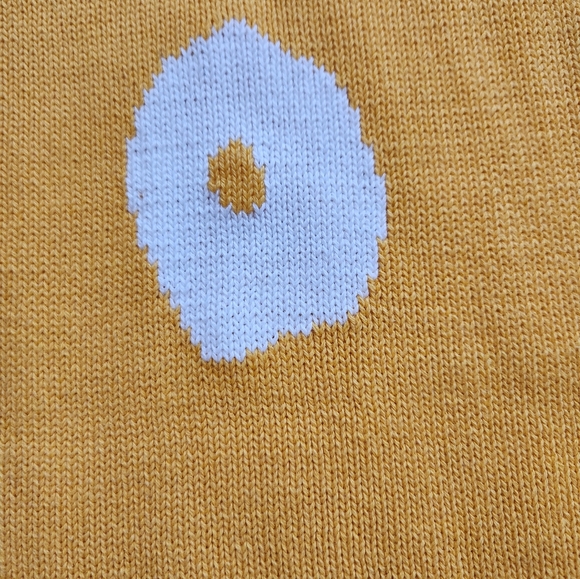 Vintage 90's Outlander knit sweater dress in golden yellow and white spots - Picture 8 of 9